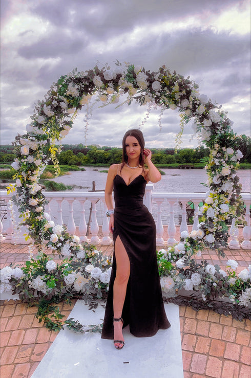 Off-Shoulders cocktail dress Slit formal gown